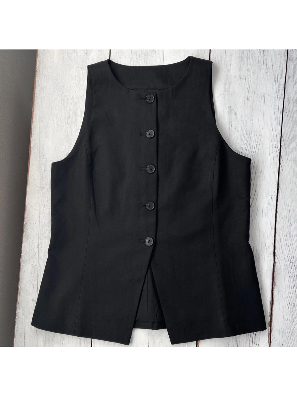 NEW Madewell Crewneck Cutaway Vest Drapey Twill Sz 8 TRUE BLACK Tank $98 #NW061 - Picture 6 of 16